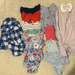 Lot of 3 month summer clothes baby girl, Janie Jack, Carters, bundle of 12 items